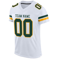 Custom Football Jersey - White Green-Gold Mesh Authentic