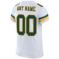 Custom Football Jersey - White Green-Gold Mesh Authentic