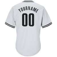 Custom White Black Authentic Throwback Rib-Knit Baseball Jersey Shirt