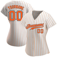 Custom Baseball Jersey - White Orange Pinstripe Orange-Black Authentic