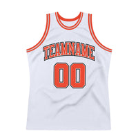 Custom White Orange-Gray Authentic Throwback Basketball Jersey