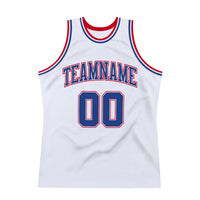 Custom White Royal-Red Authentic Throwback Basketball Jersey