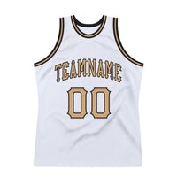 Custom Basketball Jersey - White Old Gold-Black Authentic Throwback