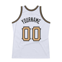 Custom Basketball Jersey - White Old Gold-Black Authentic Throwback