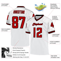 Custom White Red-Black Mesh Authentic Throwback Football Jersey