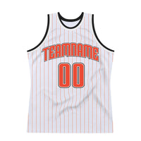 Custom White Orange Pinstripe Orange-Black Authentic Basketball Jersey