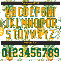 Custom White Kelly Green-Gold 3D Pattern Design Hawaii Pineapples Authentic Baseball Jersey