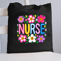 Floral Nurse Canvas Tote Bag